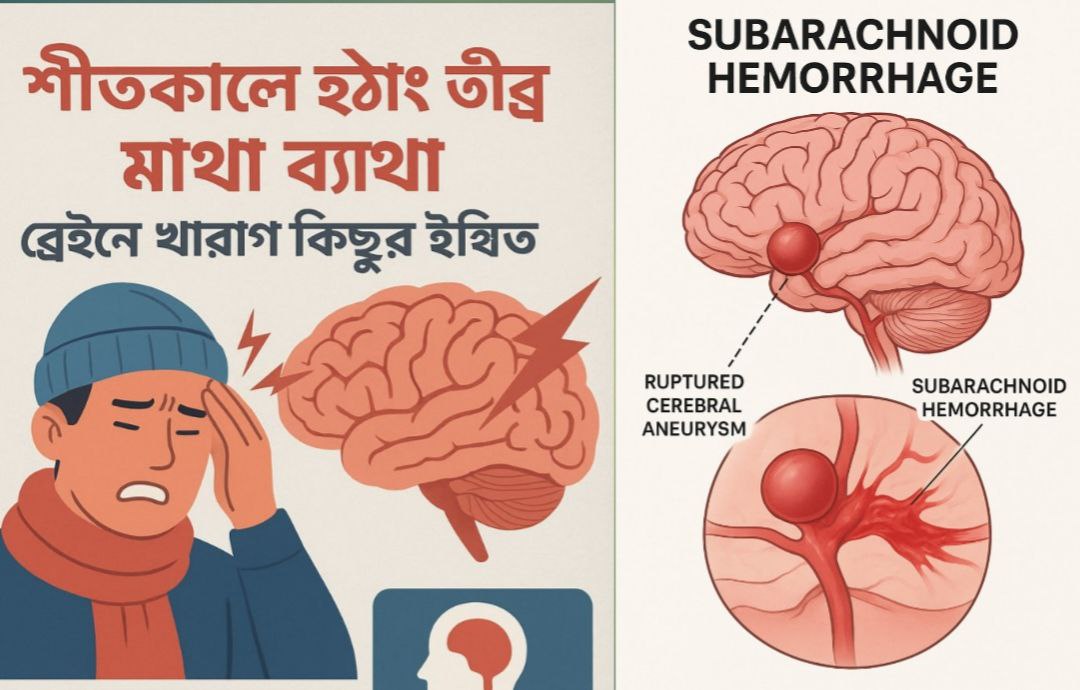 Sudden severe headache in winter indicate brain hemorrhage